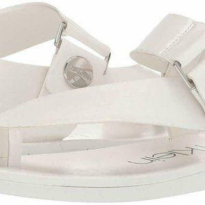 Calvin Klein Womens Rikki Leather Peep Toe Sandal